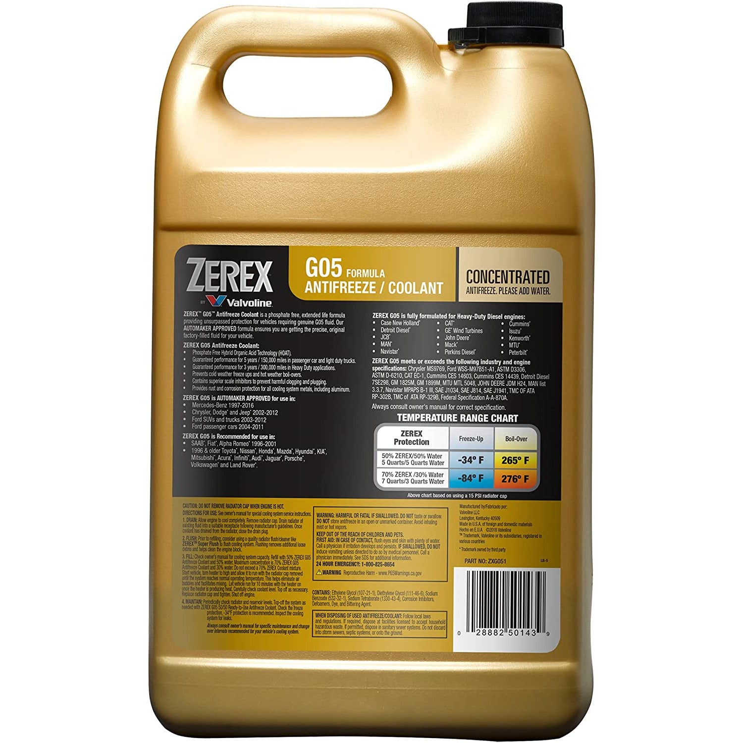 ANT ZXG051 Zerex G-05 Antifreeze/Coolant Concentrate (Yellow, 1 Gal)