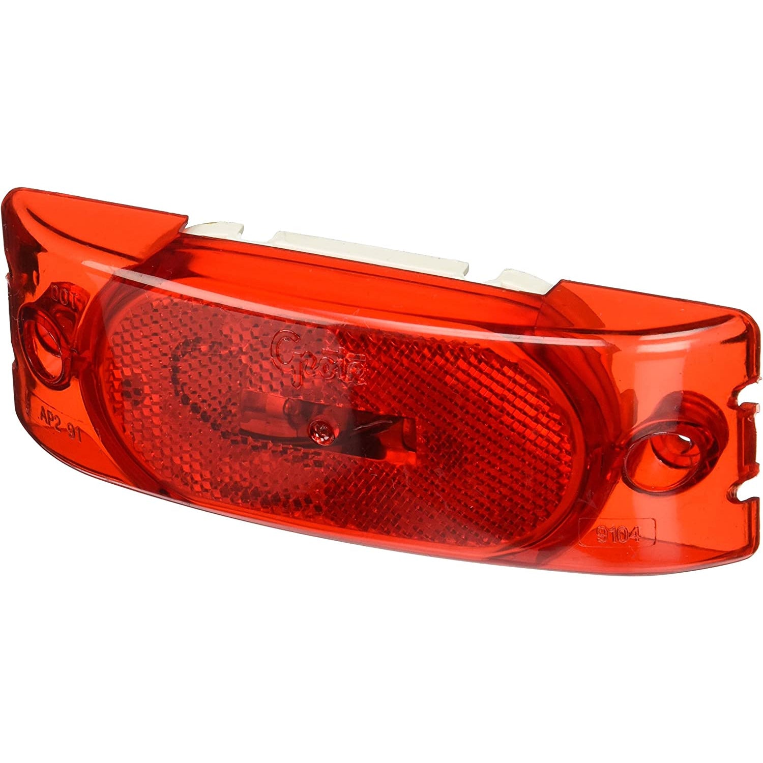 LTG 46302 Grote Two-Bulb Turtleback Rectangle Clearance Marker Light (Red, Reflective)