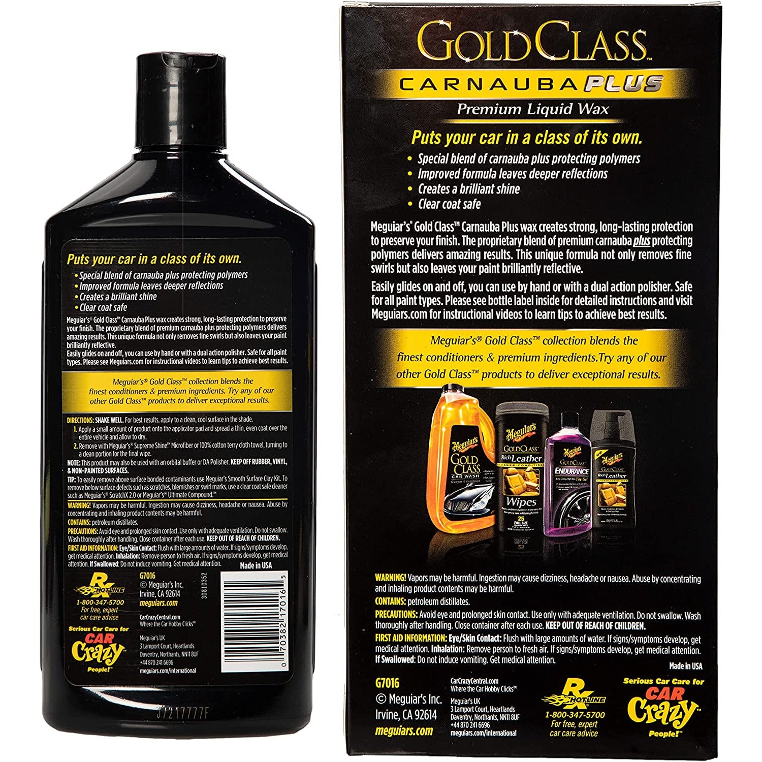 MEG G7016 Meguiar's Gold Class Carnauba Plus Premium Liquid Wax (16 oz)