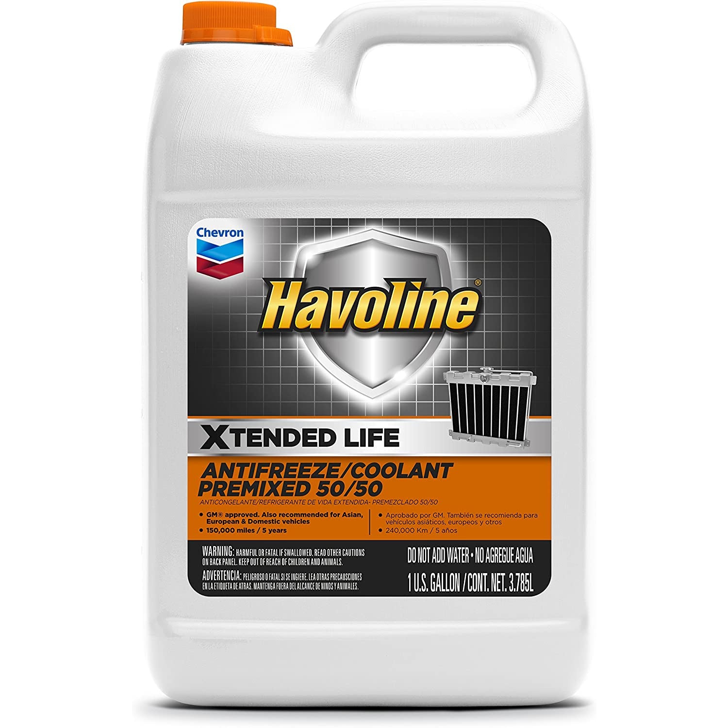 ANT XLIFE Havoline Xtended Life Antifreeze/Coolant Prediluted 50/50 (Orange Dex-Cool Dexcool, 1 Gal)