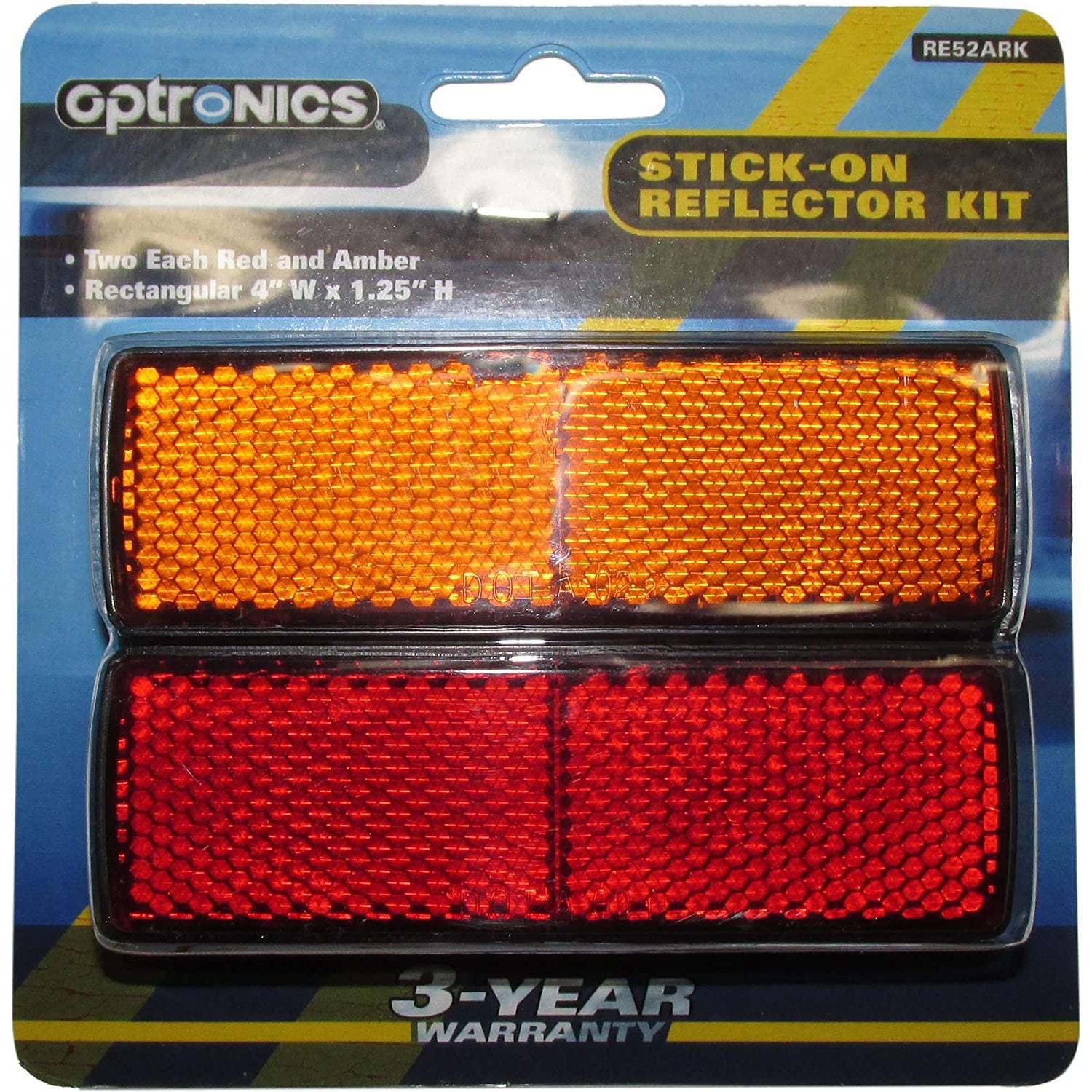 DLT RE52ARK Optronics Reflector Kit (4" Rectangle, Red & Amber, Adhesive, 4pc)