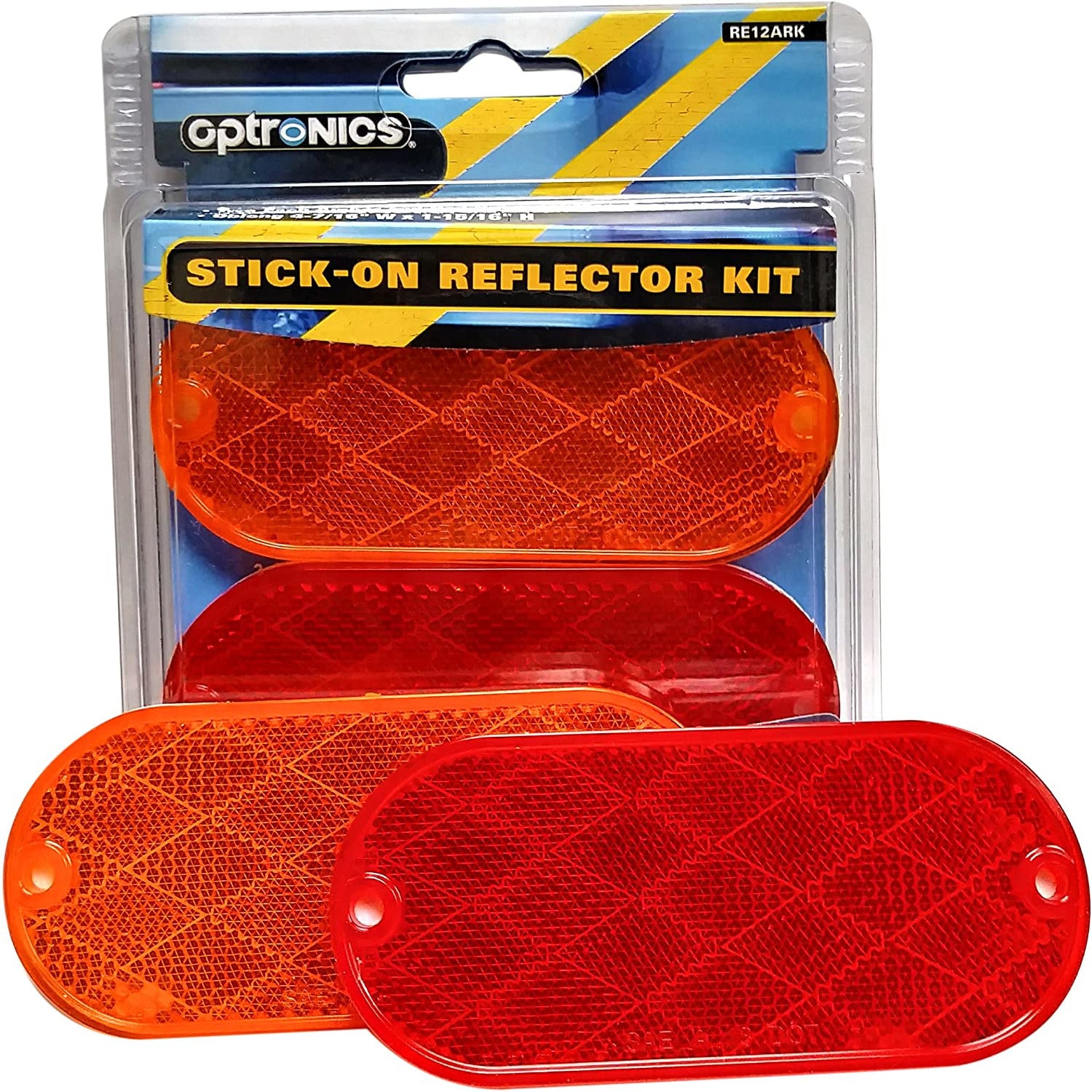 DLT RE12ARK Optronics Reflector Kit (4" Oblong, Red & Amber, Adhesive/Screw, 4pc)