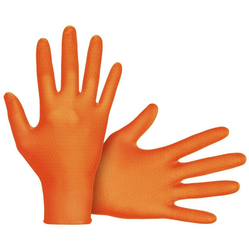 SAS 66574 SAS Astro-Grip Scale Grip Nitrile Orange Disposable Gloves (XL, 7mil, 100 bx)