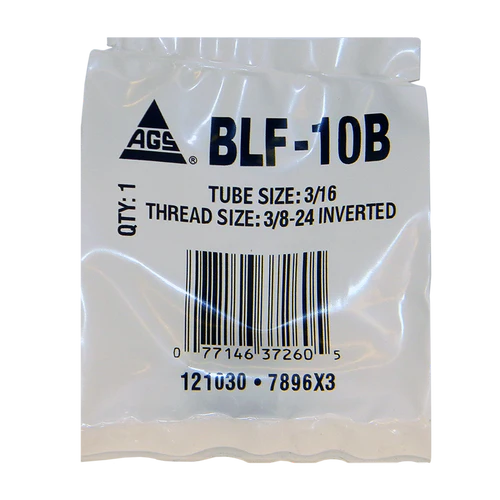 BL BLF-10B AGS Steel Tube Nut, Long, 3/16 Tube (3/8-24 Inverted)