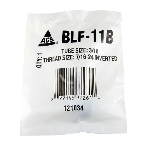 BL BLF-11B AGS Steel Tube Nut, 3/16 Tube (7/16-24 Inverted)