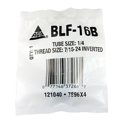 BL BLF-16B AGS Steel Tube Nut, Long, 1/4 Tube (7/16-24 Inverted)