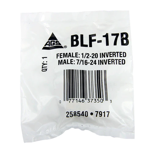 BL BLF-17B AGS Brass Adapter (Female 1/2-20 Inverted to Male 7/16-24 Inverted)