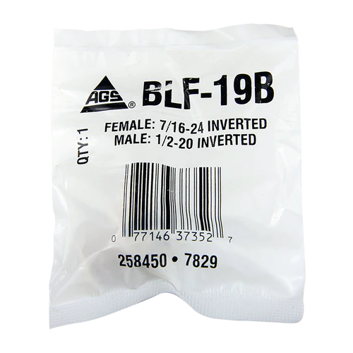 BL BLF-19B AGS Brass Adapter (Female 7/16-24 Inverted to Male 1/2-20 Inverted)