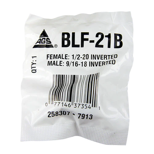 BL BLF-21B AGS Brass Adapter (Female 1/2-20 Inverted to Male 9/16-18 Inverted)
