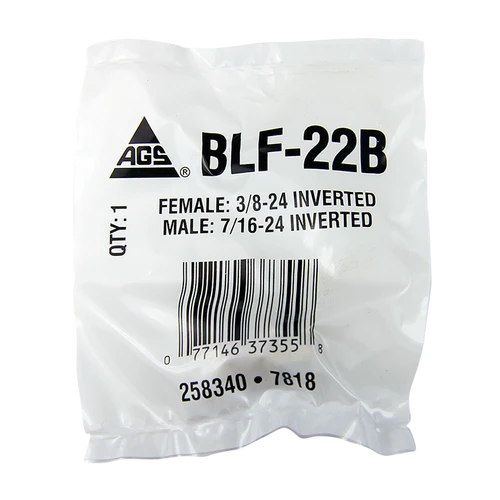 BL BLF-22B AGS Brass Adapter (Female 3/8-24 Inverted to Male 7/16-24 Inverted)