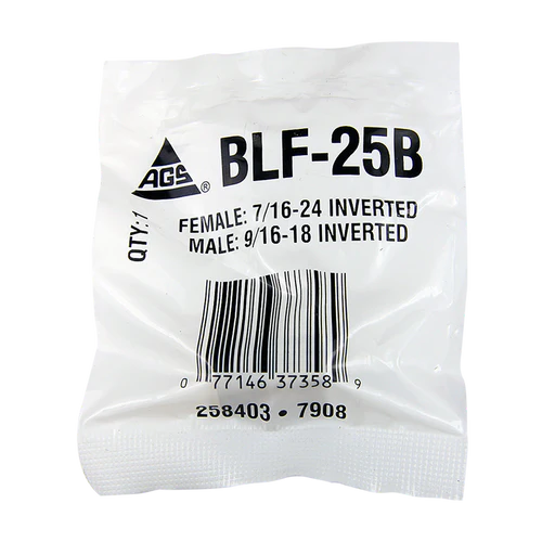 BL BLF-25B AGS Brass Adapter (Female 7/16-24 Inverted to Male 9/16-18 Inverted)