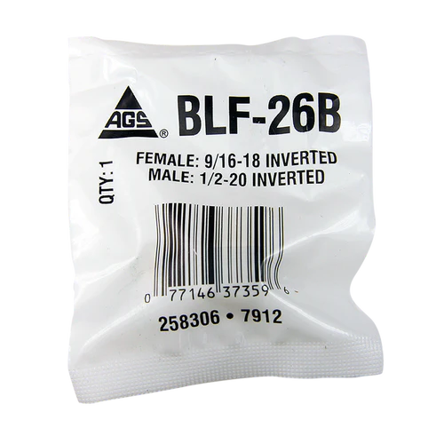 BL BLF-26B AGS Brass Adapter (Female 9/16-18 Inverted to Male 1/2-20 Inverted)