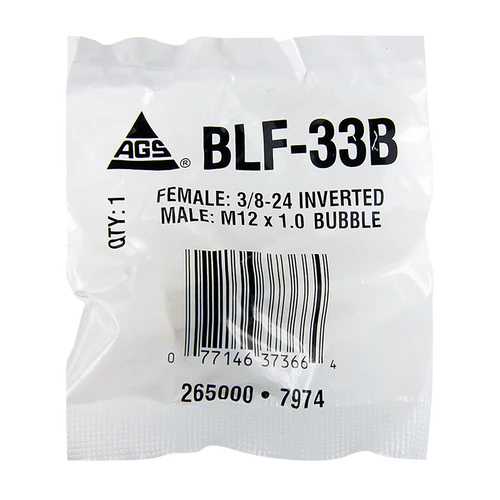 BL BLF-33B AGS Brass Adapter (Female 3/8-24 Inverted to Male M12x1.0 Bubble)