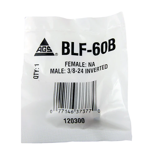 BL BLF-60B AGS Brass Plug, 3/16" Tube (3/8-24 Inverted)