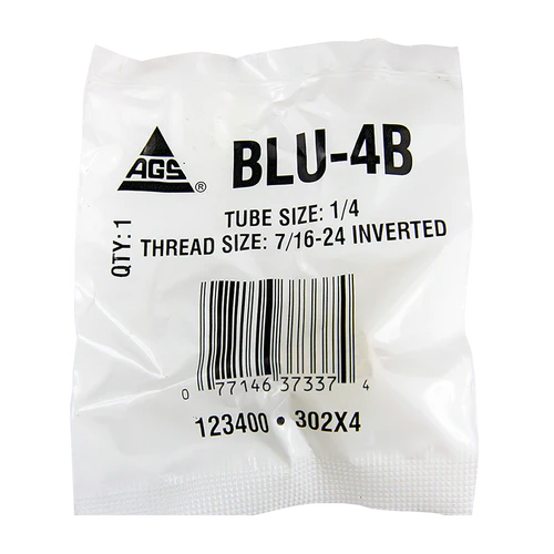 BL BLU-4B AGS Brass Brake Line Union 1/4" (7/16-24 Inverted)