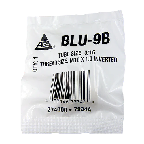 BL BLU-9B AGS Brass Brake Line Union 3/16" (M10x1.0 Inverted)