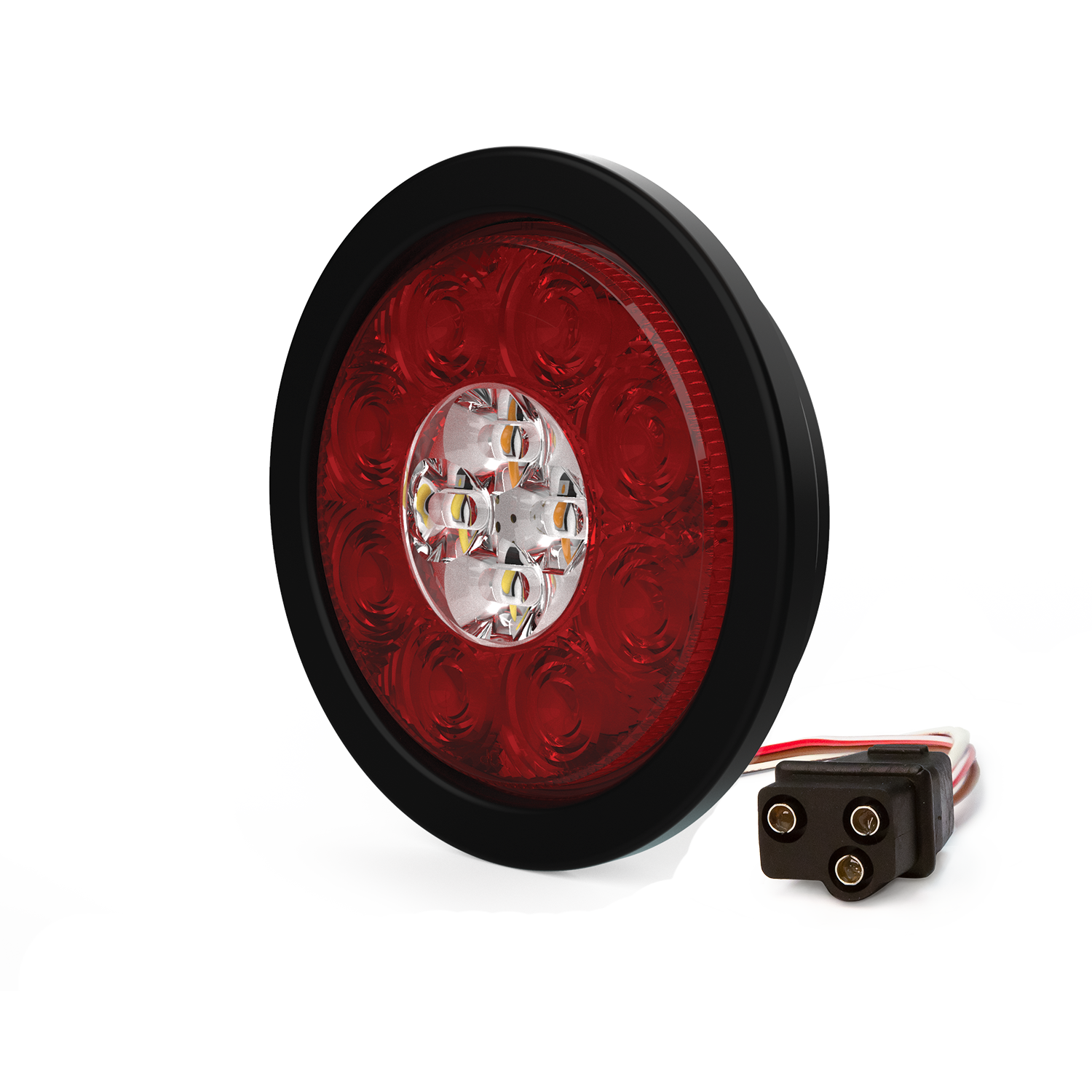 ECO ED3040AW ECCO Stop-Tail-Turn-Reverse LED Warning Light (5.4" Round, Amber/White, Grommet)