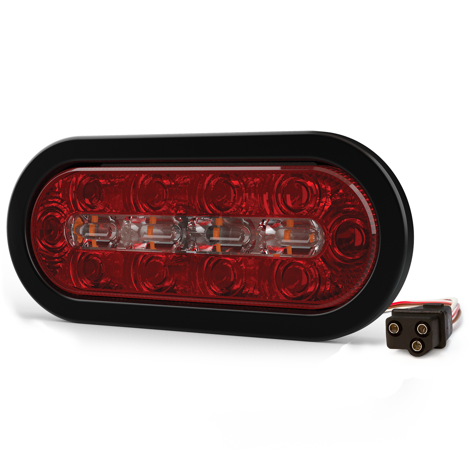 ECO ED3060AW ECCO Stop-Tail-Turn-Reverse LED Warning Light (7.5" Oval, Amber/White, Grommet)