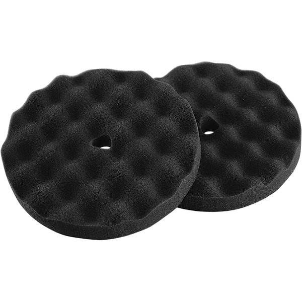 XCP CAR-973W CAR Products 8" Waffle Finishing/Polish Black Foam Pads (2 pk)