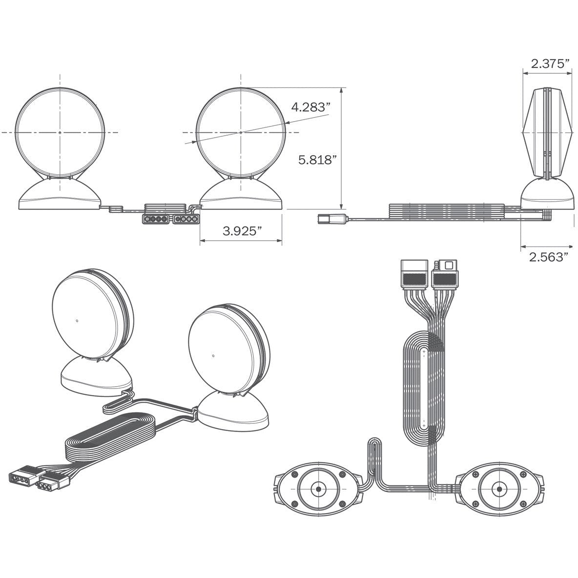 DLT TL-22RK Optronics Combination Trailer Tail Light Kit (4" Round, Magnet)