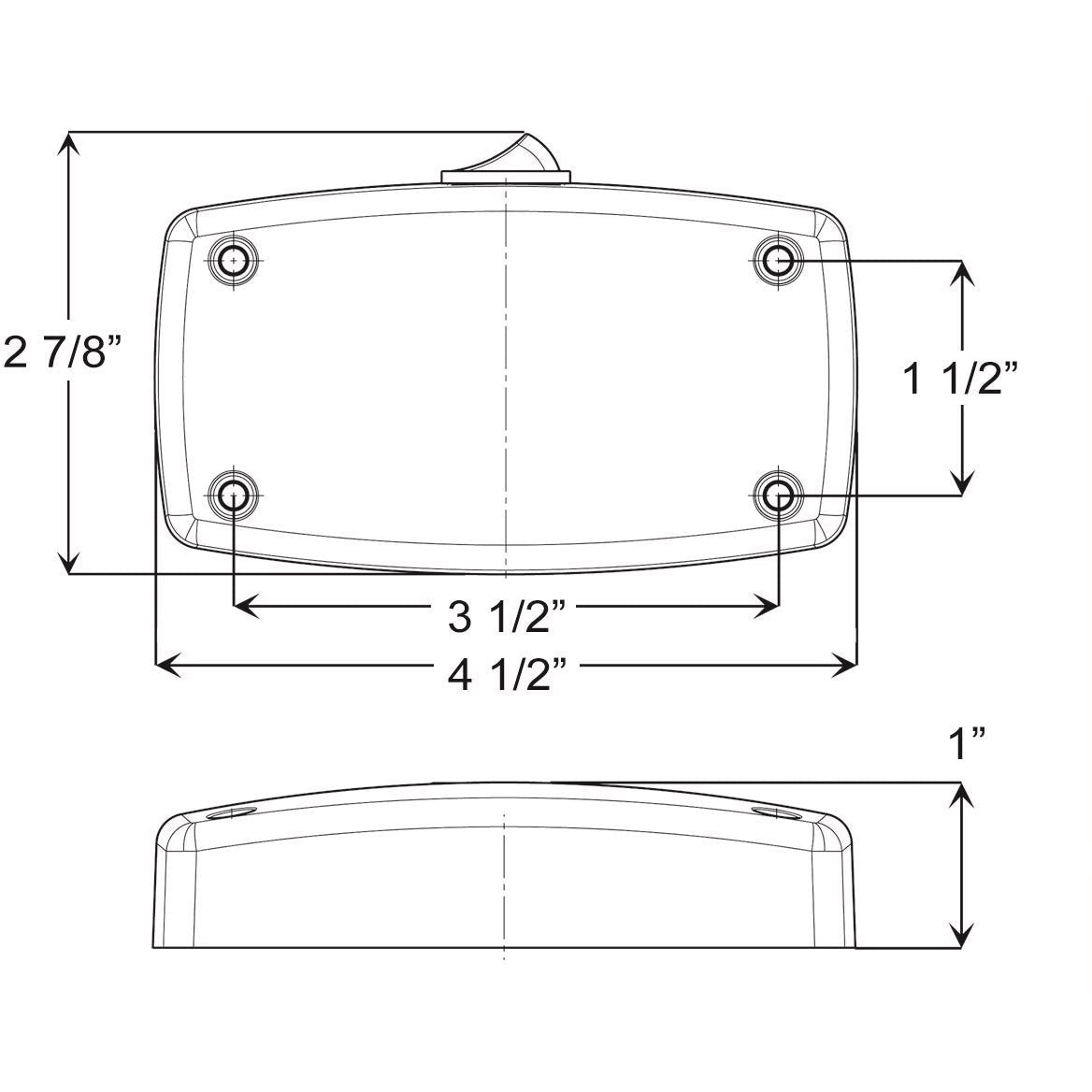 DLT ILL22CFS Optronics Sealed LED Dome Light (4.5" Rectangle, Switched, White, Surface)