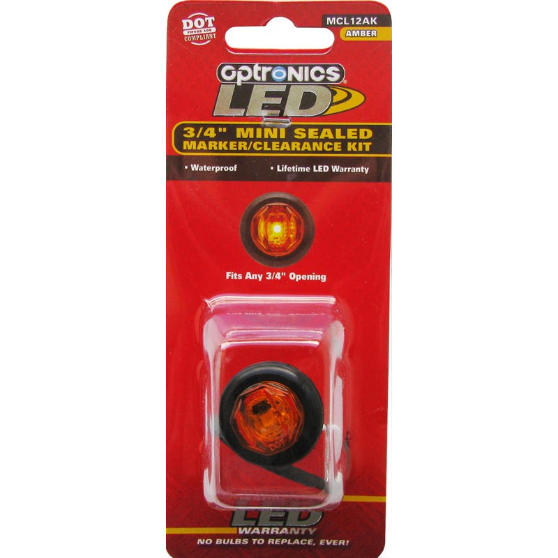 DLT MCL12AK Optronics LED Sealed Marker/Clearance Light Kit (3/4" Round, Amber, Grommet)