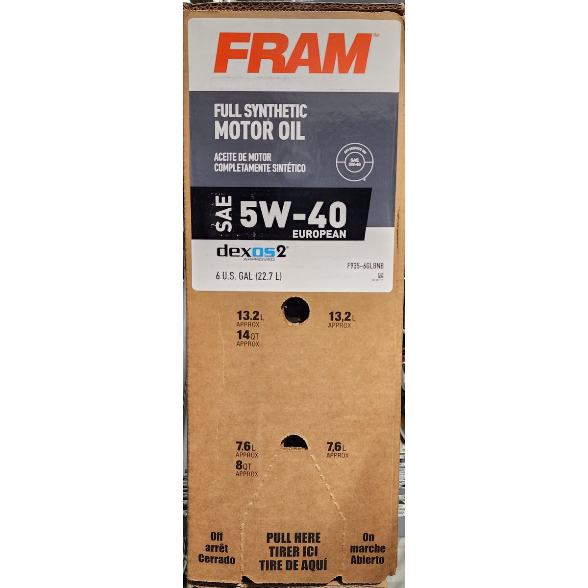 Fram Wheel Engine FRL F935-6GLBNB FRAM 5w-40 European Full Synthetic Oil (6 Gal)