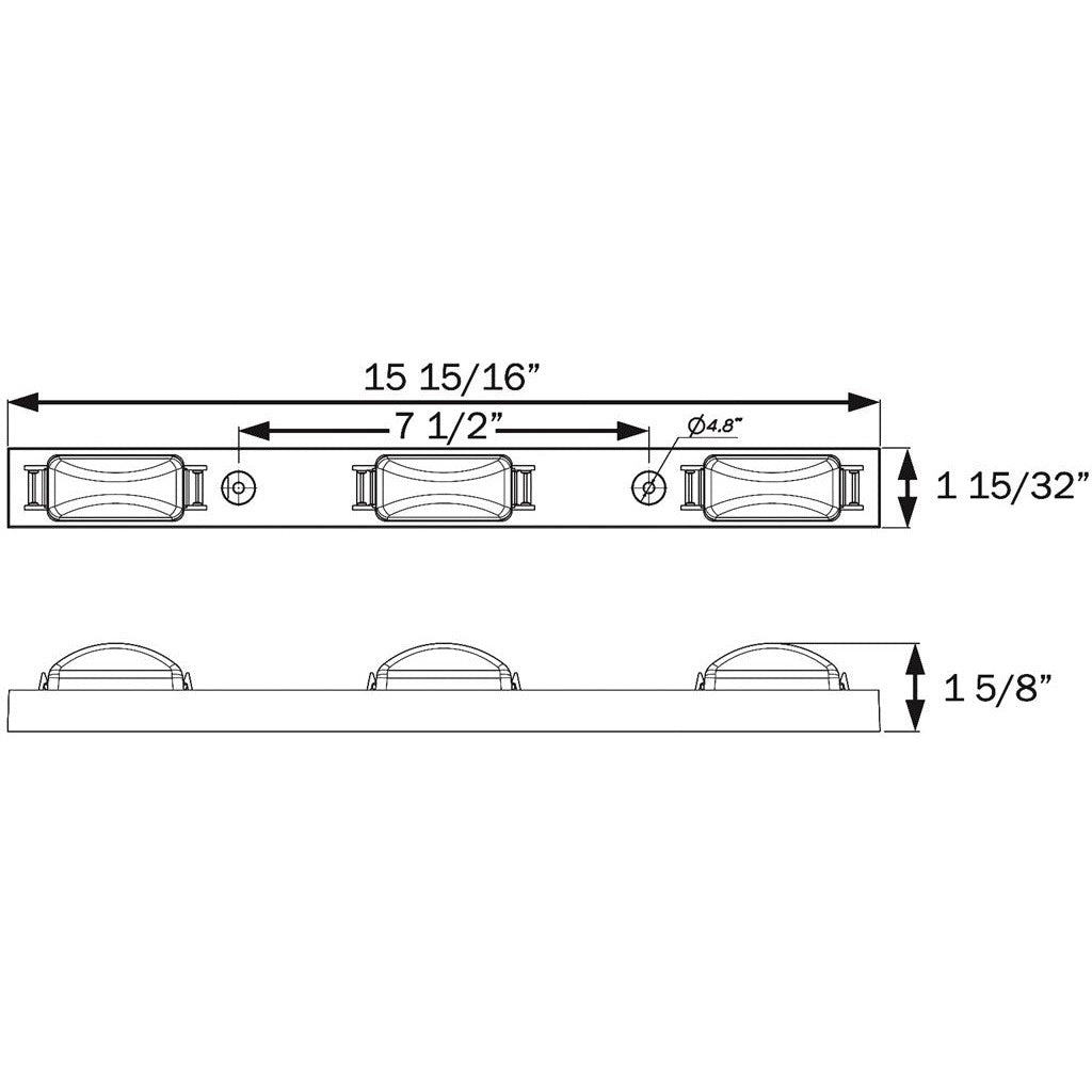 DLT MC93RK Optronics Sealed Identification Light Bar (16", Red, Surface)