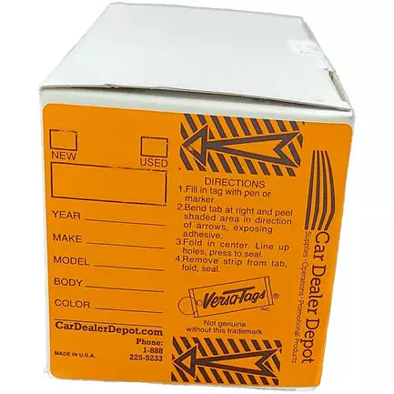 XCP DL-VT-O CAR Products Genuine Versa-Tags Key Tags (Orange, 250 bx)