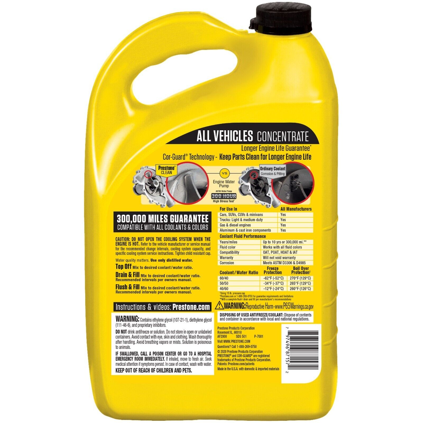 ANT AF2000 Prestone Universal Antifreeze/Coolant Concentrated (Yellow, 1 Gal)