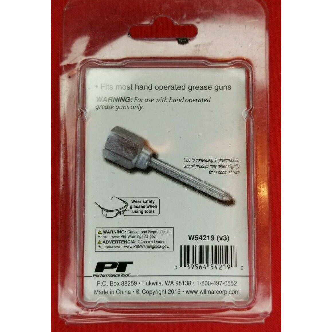 WIL W54219 Performance Tool Grease Gun Needle Nose Adapter (1-1/2" x 1/8" NPTF)