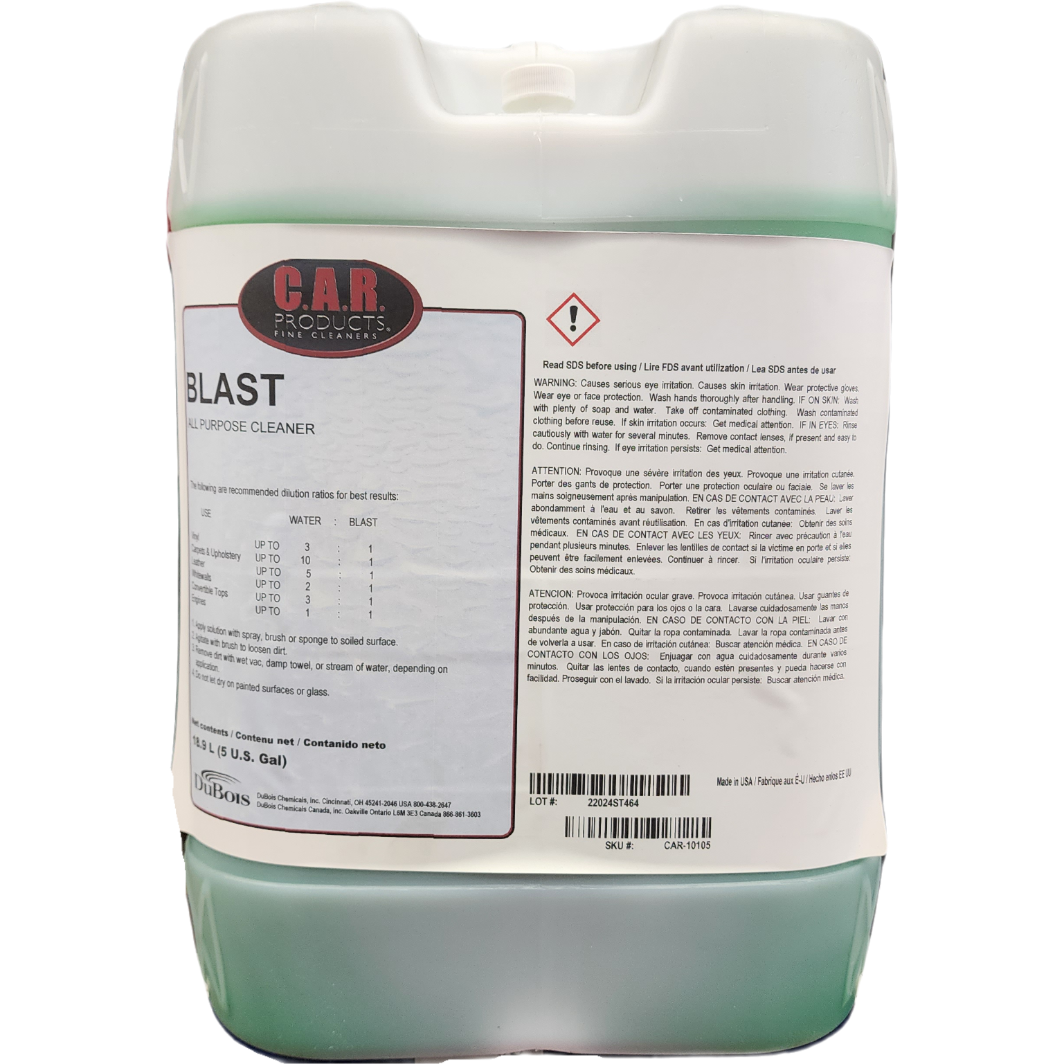 XCP CAR-10105 CAR Products Blast All Purpose Cleaner (5 gal)