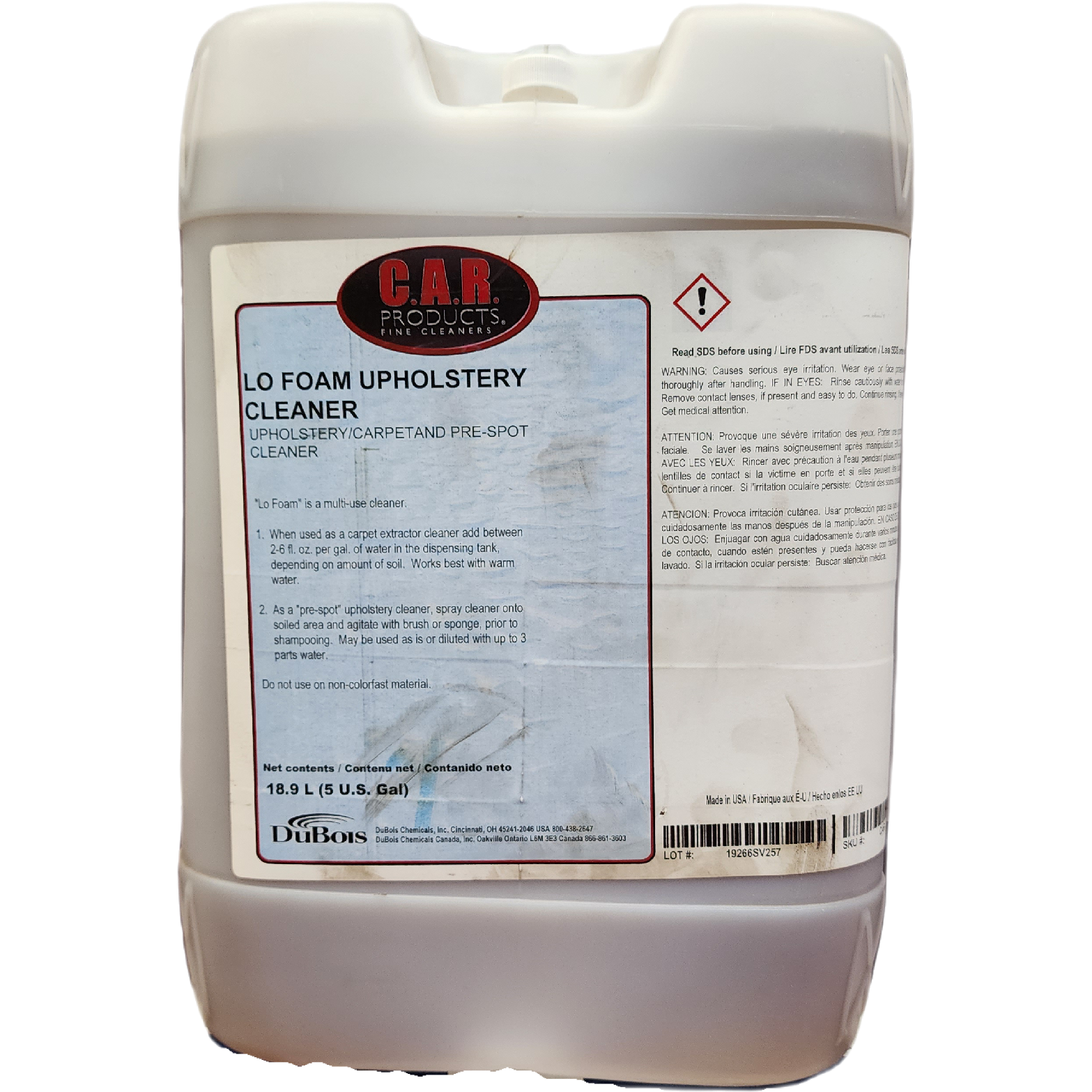 XCP CAR-18205 CAR Products Lo Foam Upholstery/Carpet & Pre-Spot Cleaner (5 gal)